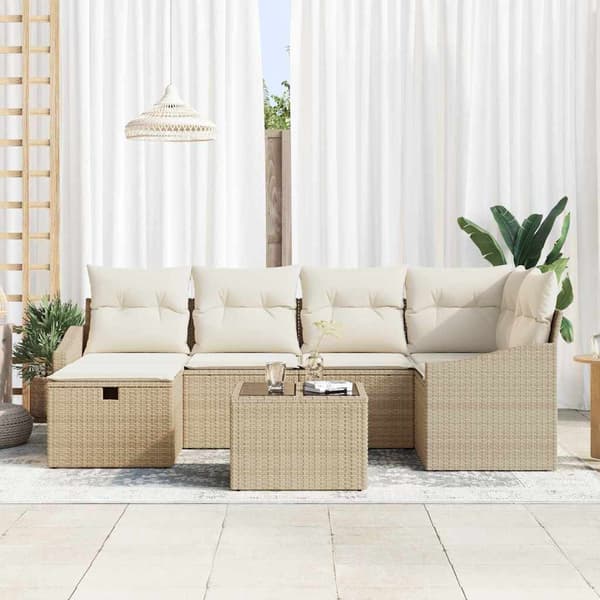vidaXL Sofa Sæt med pude 6 pcs polyrattan