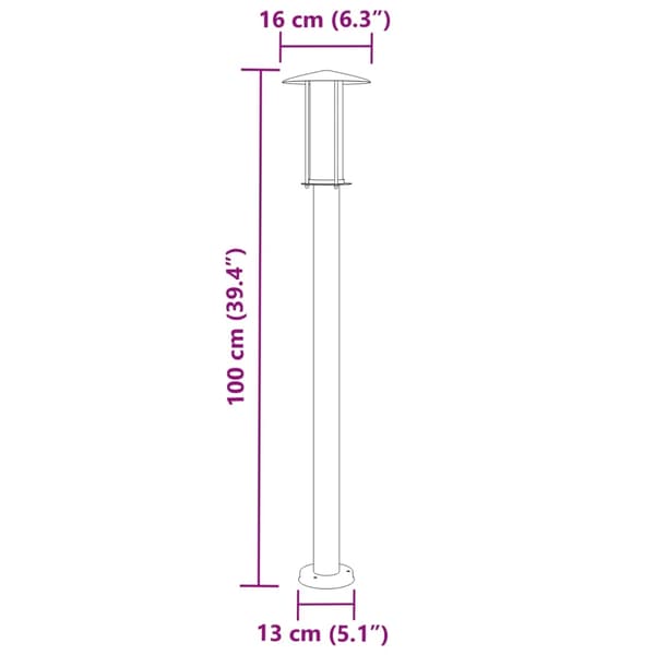 vidaXL udendørs standerlampe 100 cm rustfrit stål sort