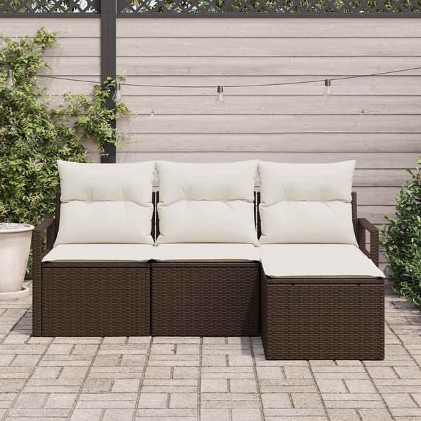 vidaXL Sofa Sæt 4 pcs Brun polyrattan
