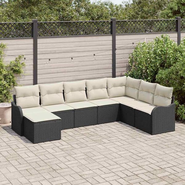 vidaXL Havesofa Sæt Sort polyrattan