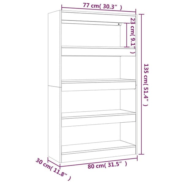 vidaXL bogreol/rumdeler 80x30x135 cm spånplade sort