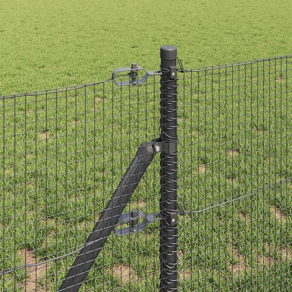 vidaXL Hegn med stolper Grå 0.6 x 10 m Stål