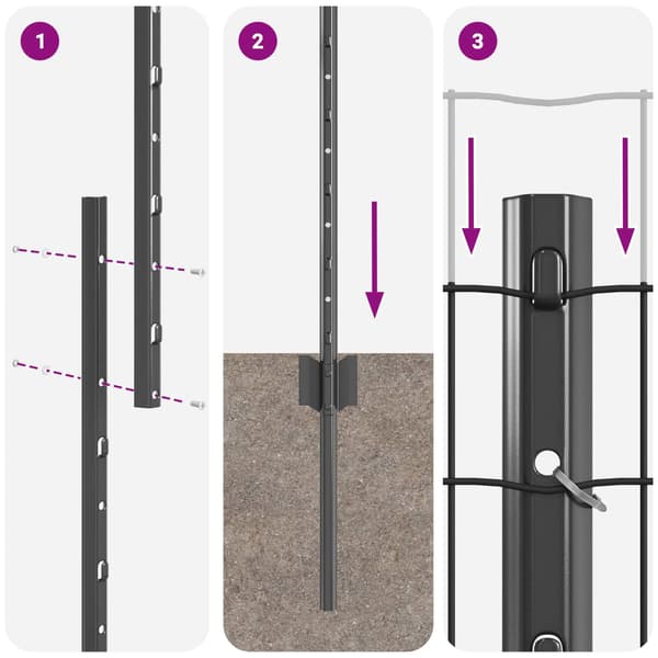 vidaXL Hegn med post Grå 1,2 x 10 m Stål