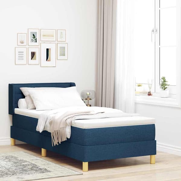 vidaXL Box spring seng med madras Blå 200 x 90 cm Polyester
