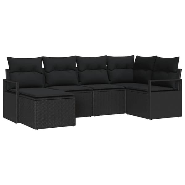 vidaXL Sofa Sæt med pude 6 pcs Sort polyrattan