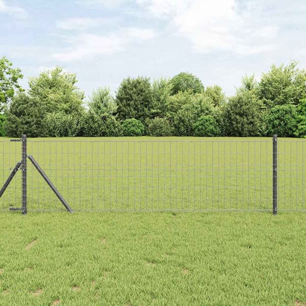 vidaXL Hegn med stolper Grå 0.8 x 10 m Stål