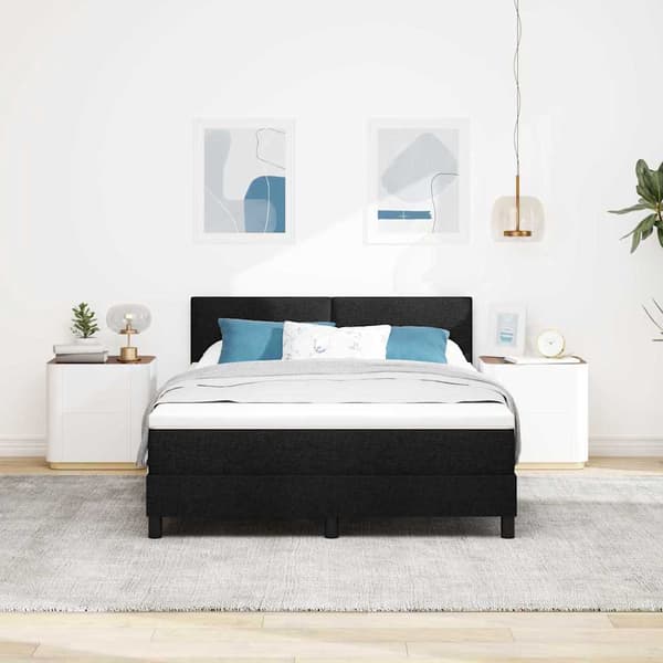 vidaXL Box spring seng med madras Sort 140 x 200 cm Stof