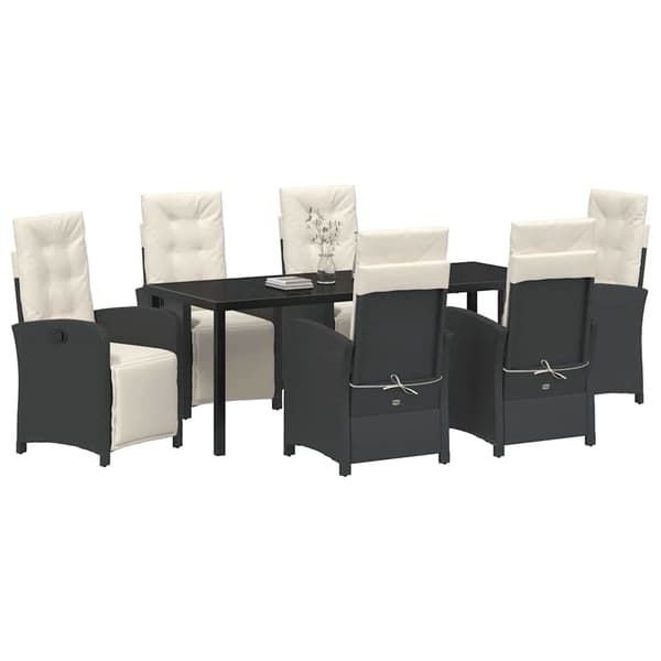 vidaXL Have Spisebordssæt 7 pcs Sort polyrattan
