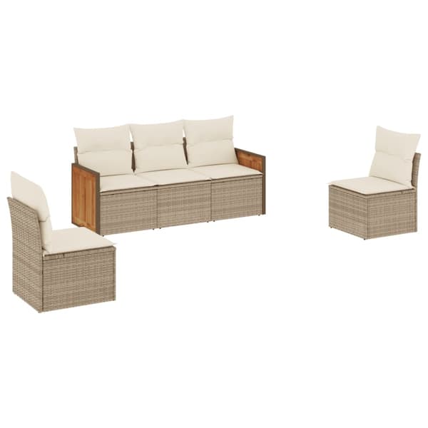 vidaXL sofasæt til haven 5 dele med hynder polyrattan beige