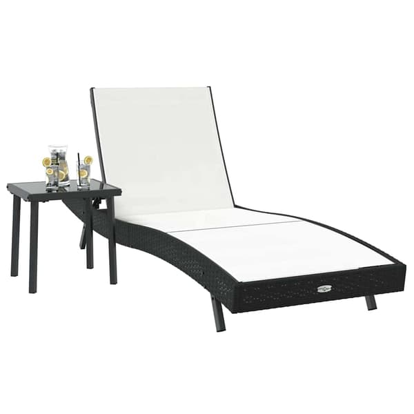 vidaXL Solstol 2 pcs Sort og Hvid polyrattan