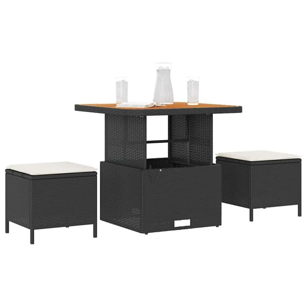 vidaXL Have Spisebordssæt Sort polyrattan