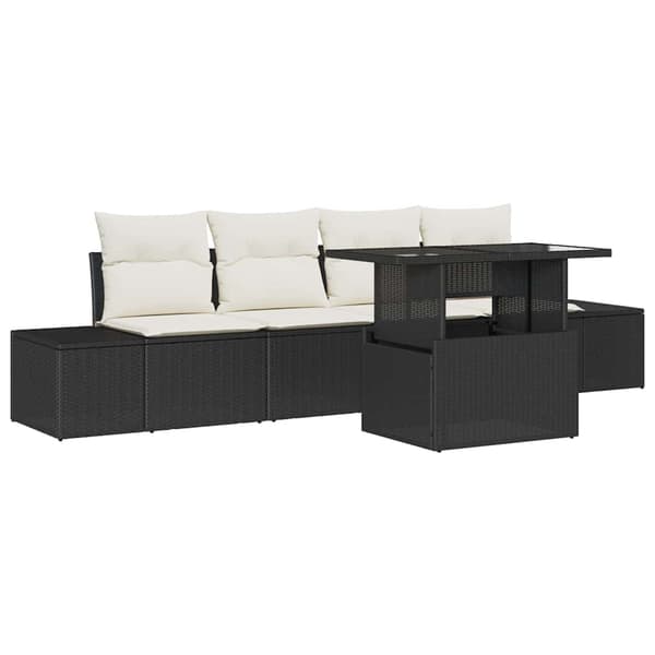 vidaXL Sofa Sæt med pude 5 pcs Sort og Cream polyrattan