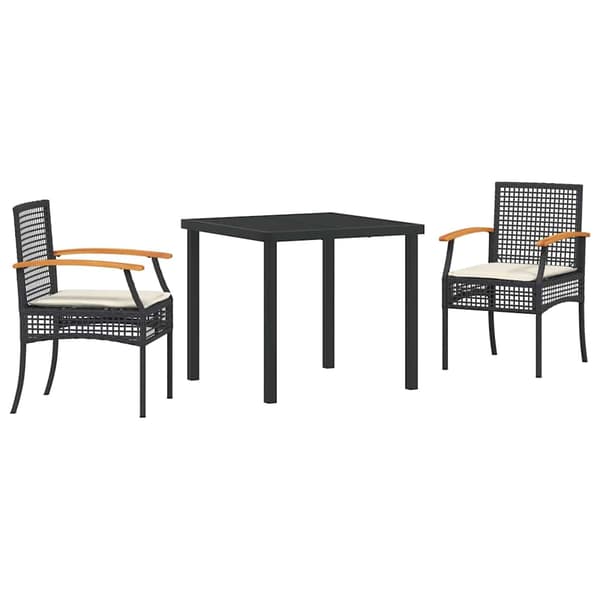 vidaXL Have Spisebordssæt 3 pcs Sort polyrattan