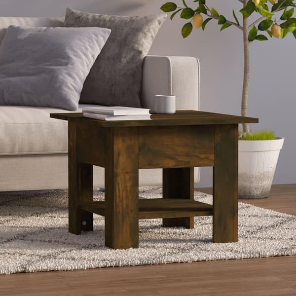vidaXL sofabord 55x55x42 cm spånplade røget egetræsfarve
