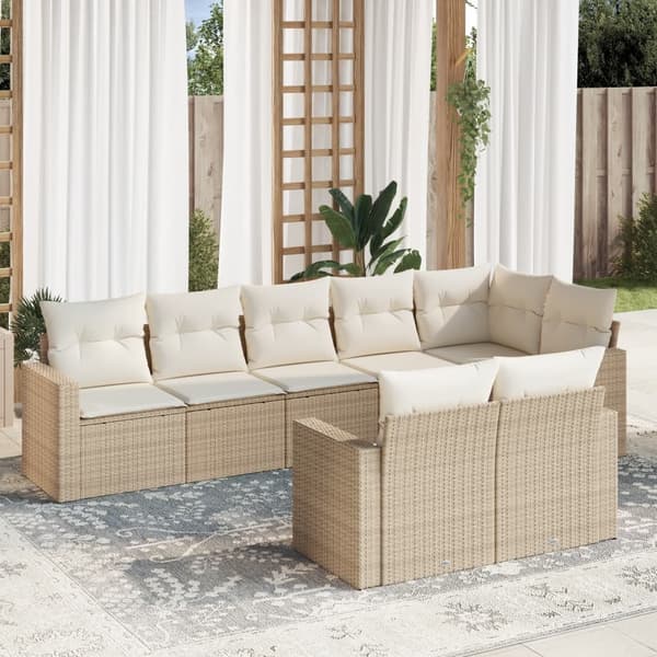 vidaXL sofasæt til haven 8 dele med hynder polyrattan beige