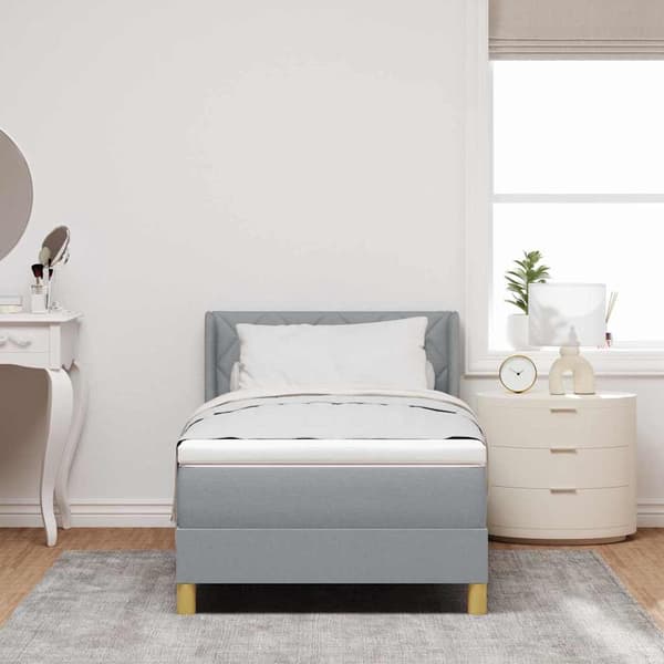 vidaXL Box spring seng med madras Lysegrå 200 x 90 cm Polyester