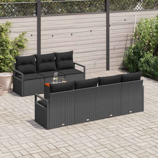 vidaXL Havesofa Sæt 8 pcs Sort