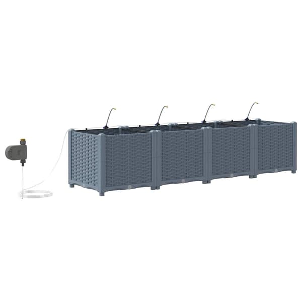 vidaXL Have Blomsterkrukke 4 pcs Lys Grå Stål