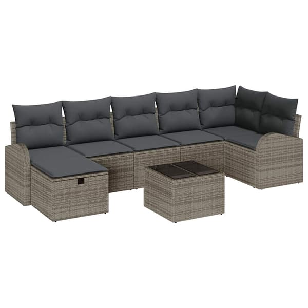 vidaXL Sofasæt med hynder og opbevaring Grå polyrattan