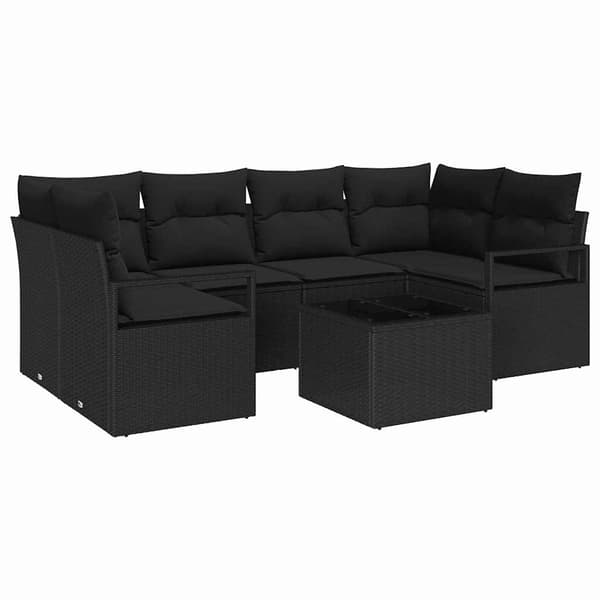 vidaXL Sofa Sæt 7 pcs Sort polyrattan