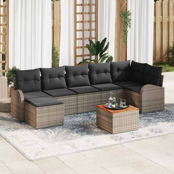vidaXL Havesofa Sæt 8 pcs Grå
