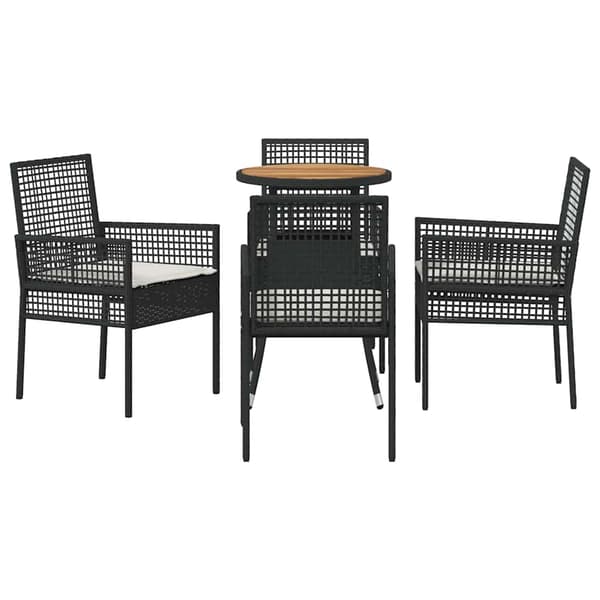 vidaXL Have Spisebordssæt 5 pcs Sort polyrattan