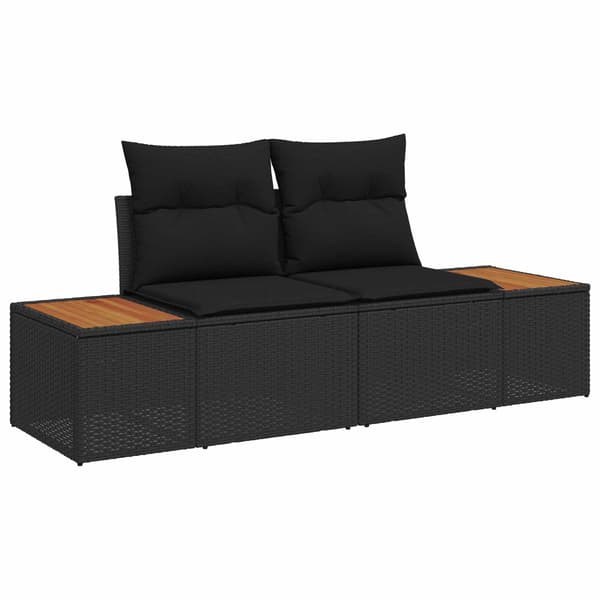 vidaXL Havesofa Sæt 11 pcs Sort polyrattan