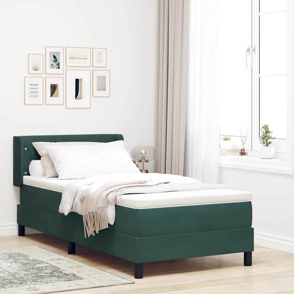 vidaXL Box spring seng med madras Mørkegrøn 190 x 90 cm Polyester