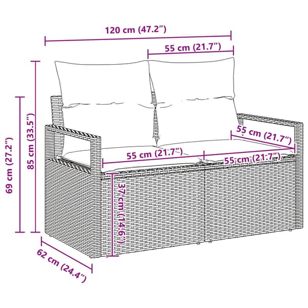 vidaXL Sofa Sæt 7 pcs Lysegrå polyrattan