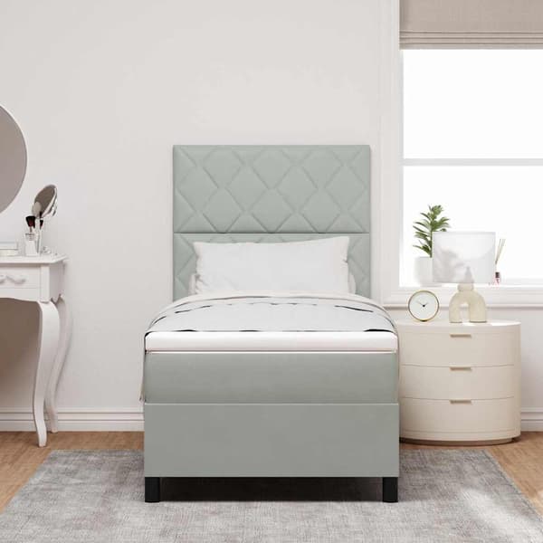 vidaXL Box spring seng med madras Lysegrå 100 x 200 cm Fløjl