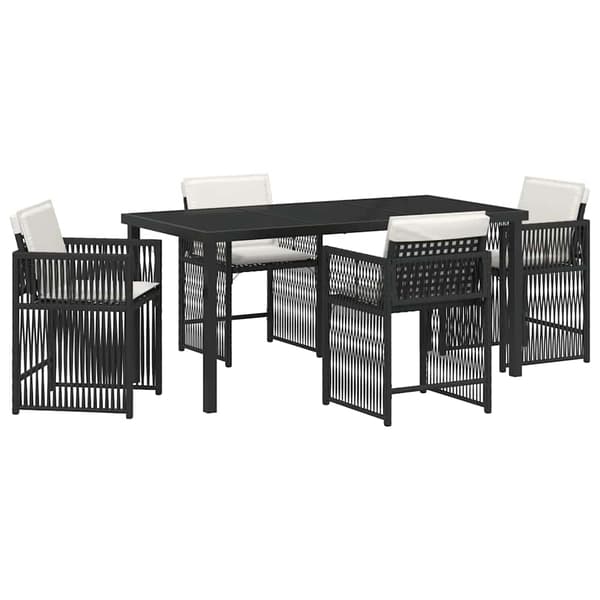 vidaXL Have Spisebordssæt 5 pcs Sort polyrattan