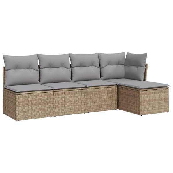 vidaXL sofasæt til haven 5 dele med hynder polyrattan beige