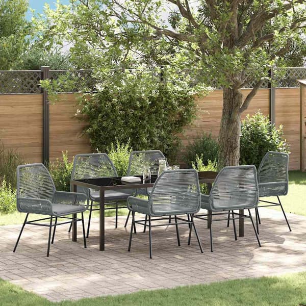 vidaXL Have Spisebordssæt 7 pcs Grå polyrattan