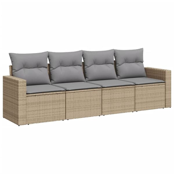 vidaXL sofasæt til haven 4 dele med hynder polyrattan beige