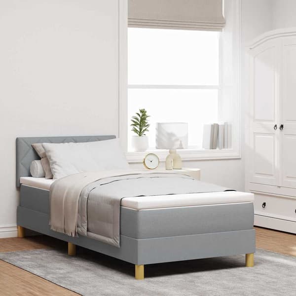 vidaXL Box spring seng med madras Lysegrå 90 x 200 cm Stof