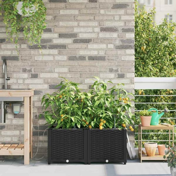 vidaXL Have Blomsterkrukke 2 pcs Sort Stål