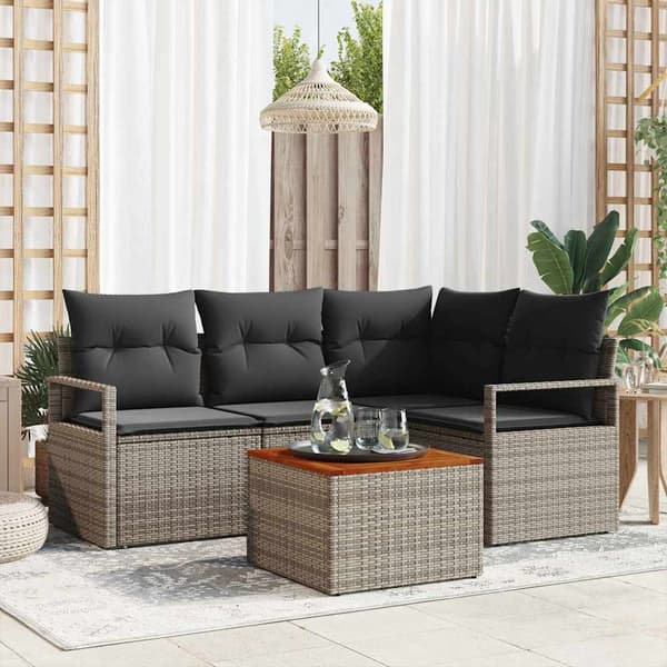 vidaXL Havesofa Sæt 5 pcs Grå