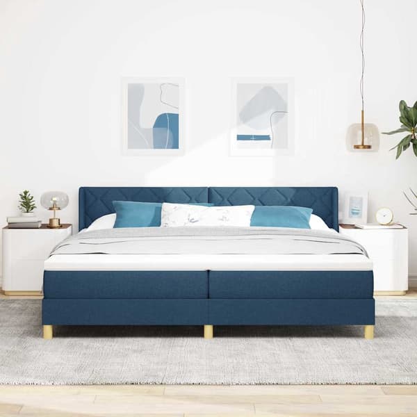 vidaXL Box spring seng med madras Blå 200 x 200 cm Polyester