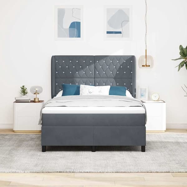 vidaXL Box spring seng med madras Mørkegrå 200 x 160 cm Polyester