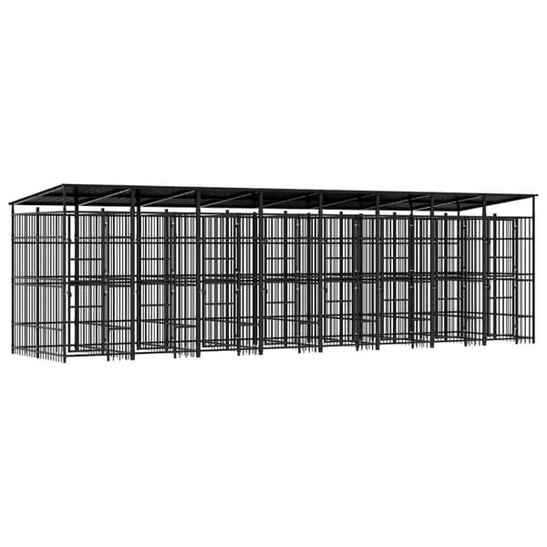 vidaXL Koiran ulkohäkki katolla teräs 14,75 m²