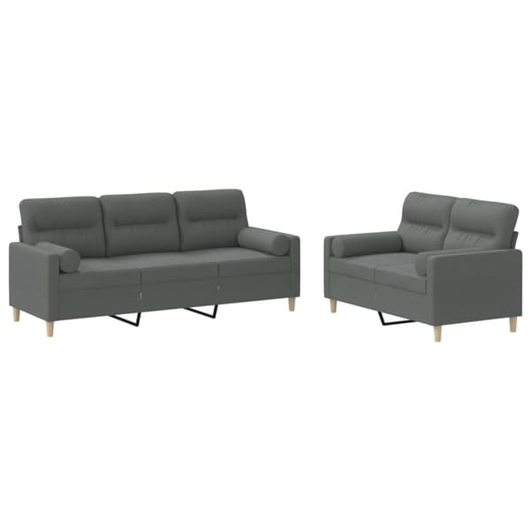 vidaXL sofasæt 2 dele med puder stof mørkegrå