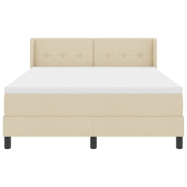 vidaXL Box spring seng med madras Creme 190 x 140 cm Polyester
