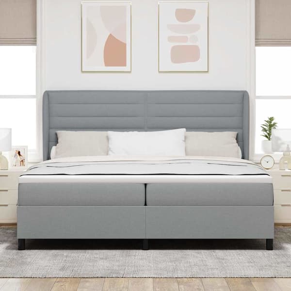 vidaXL Box spring seng med madras Lysegrå 200 x 200 cm Stof