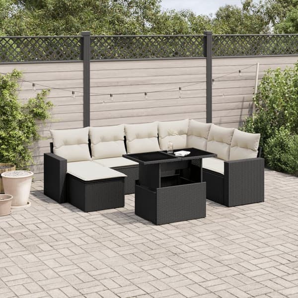 vidaXL sofasæt til haven 8 dele med hynder polyrattan sort