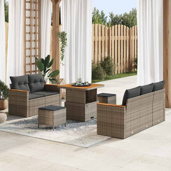 vidaXL Havesofa Sæt 8 pcs Grå polyrattan