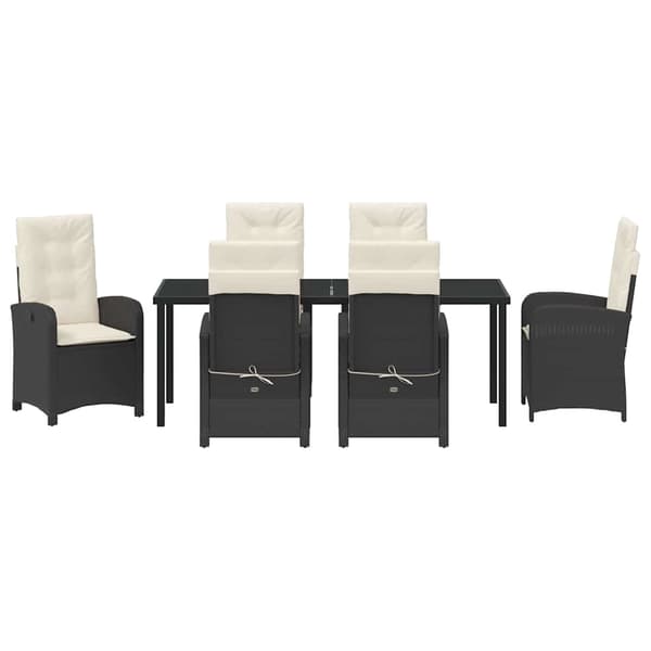vidaXL Have Spisebordssæt 7 pcs Sort polyrattan