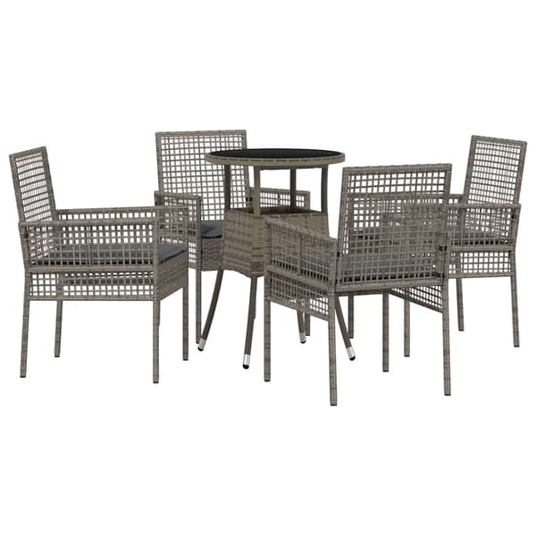 vidaXL Have Spisebordssæt 5 pcs Grå polyrattan