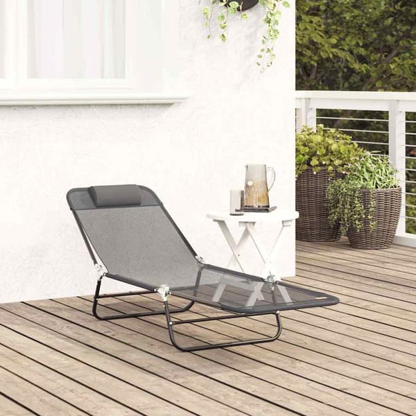 vidaXL Foldestol Grå 182 x 55 x 85,5 cm Textilene