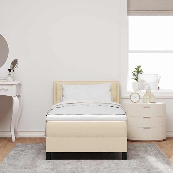 vidaXL Box spring seng med madras Creme 200 x 100 cm Polyester