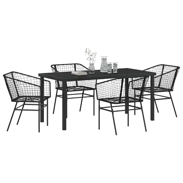 vidaXL Have Spisebordssæt 5 pcs Sort polyrattan